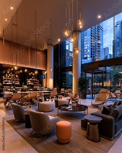 Modern luxury co-living interior, stylish shared lounge with modular sofas, Luxury Co-Living Interiors focused on shared lounges Urban Rental and Real Estate
