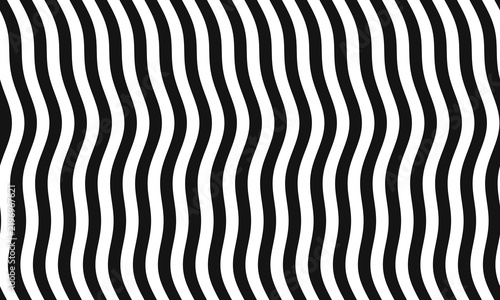 Fotografie Abstract seamless pattern with vertical wavy black and white lines creating a dy