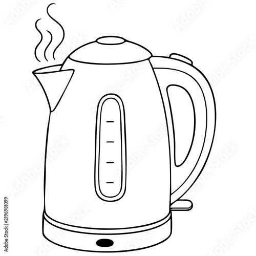 Konstfotografi Modern electric kettle with steam emitting from spout for hot beverage preparati