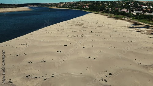 Drone footage with the Danube reaching record low levels during a dry and hot period in the summer of 2026 near Rasova, Romania.