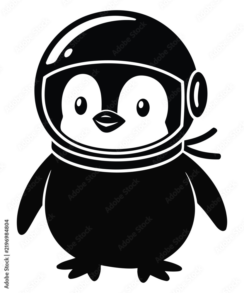 Obraz premium Cute Penguin Astronaut Cartoon Character Illustration 