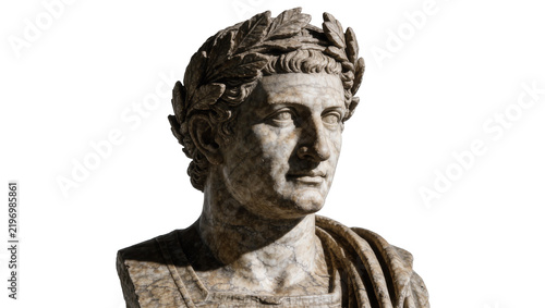 Картината върху платно Marble bust of Roman emperor with laurel wreath, isolated on transparent backgro