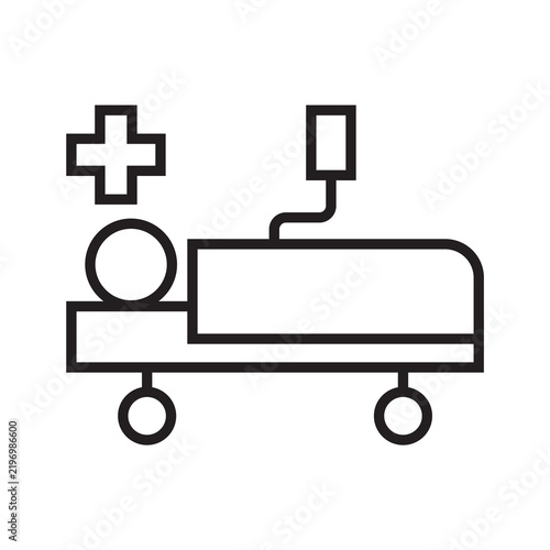 Hospital bed icon with IV drip line