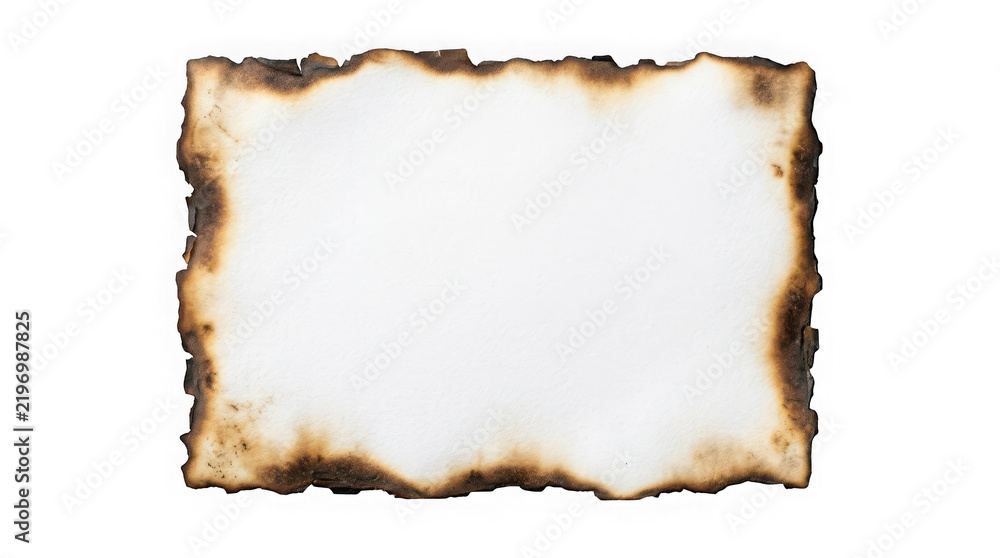 Fototapeta premium Blank vintage burnt paper sheet isolated on transparent background