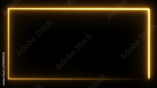 Abstract Golden Neon Rectangular Frame Animation Background
