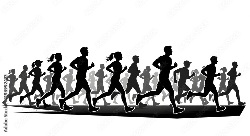 Obraz premium Black silhouette sequence illustrating progressive human evolution from an ape-like ancestor to an upright modern human figure.