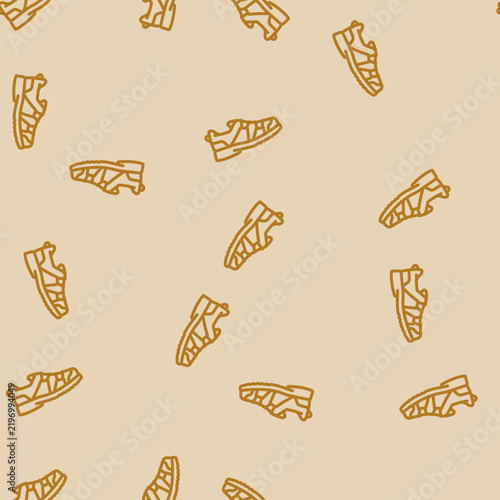 hybrid hiking shoes footwear tourism line seamless pattern hybrid hiking shoes footwear tourism thin line illustration