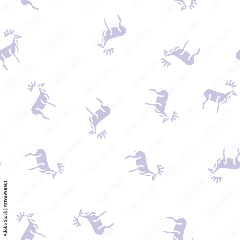 Fototapeta premium deer animal glyph vector seamless pattern. deer animal signthin illustration