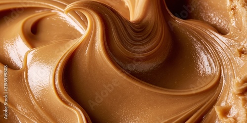 Creamy Smooth Peanut Butter Swirls Macro Texture, Delicious Food Background