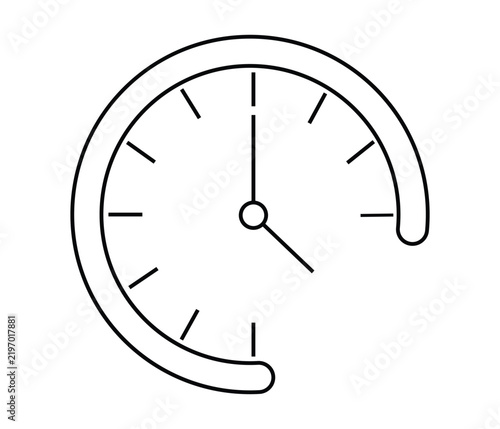 Minimalist circular clock icon with line art