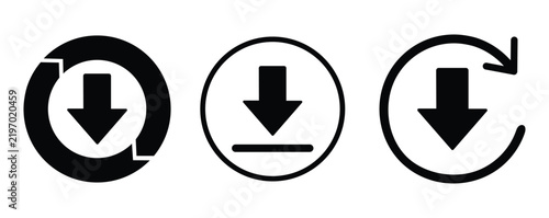 Download arrow button icons in various circular styles