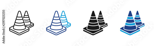 Traffic Cone Web icon with multiple style collection