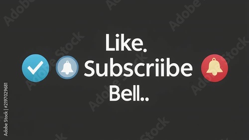 YouTube Like, Subscribe, and Bell Notification Icons with Text