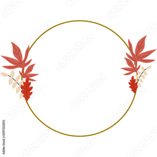 Round Autumn Leaves Frame