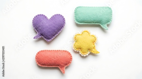 Set of various empty paper speech bubbles isolated on white background