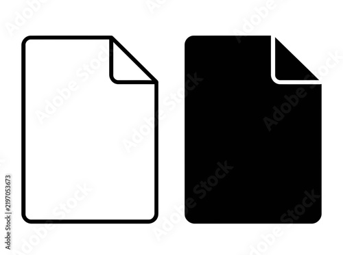 Minimalist document file icons featuring solid and outline styles for digital interface design