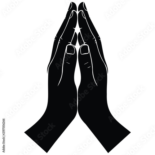 Pair of praying hands silhouette illustration for religious or spiritual design concepts.