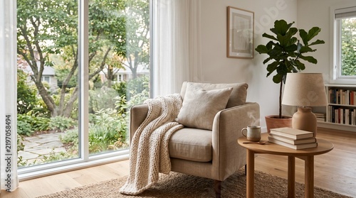 Inviting reading nook with comfortable chair