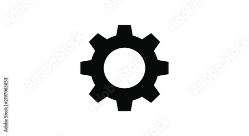 Gear icon with notched teeth on a white background