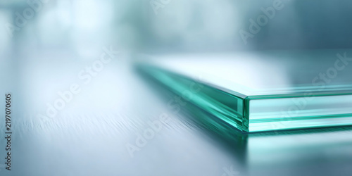 Close-up of stacked glass sheets edge