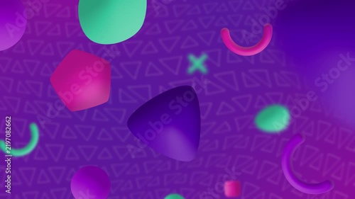 Abstract 3D Rounded Triangular Shapes on Purple Geometric Background Animation
