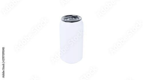 Soft 3d illustration blank white beverage can with pull tab, isolated three-dimensional object on transparent background