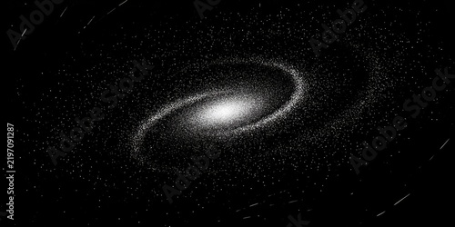 Swirling spiral galaxy with a bright, dense core against a dark background