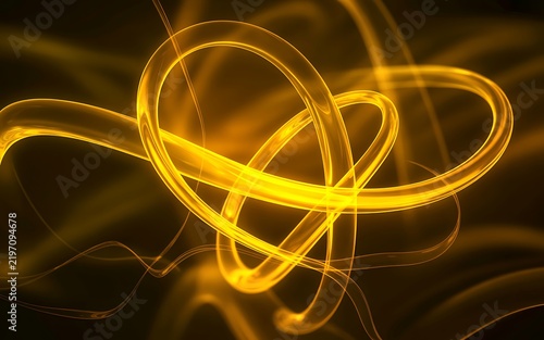 Abstract Glowing Golden Light Trail Curved Swirl Background Design Illustration