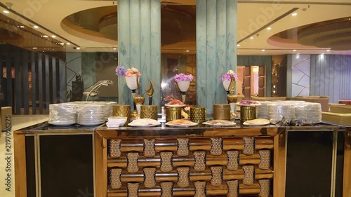 Luxury buffet catering setup at an Indian engagement event in New Delhi India