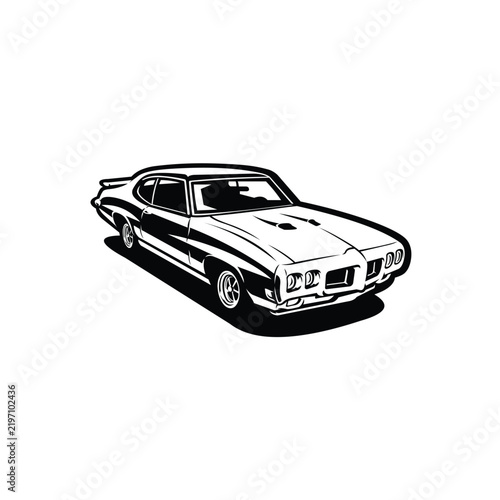 Classic muscle car vector isolated. 1970 sport car premium vector icon