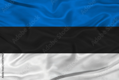 Obraz na plátně Flag of Estonia with a soft fabric texture