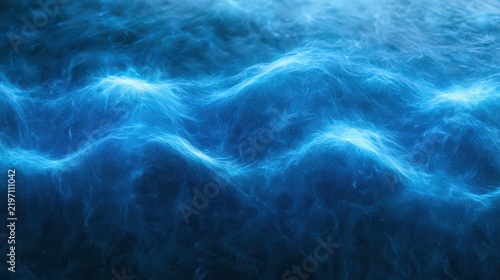 Glowing Blue Energy Plasma Waves Abstract Visualization Detail