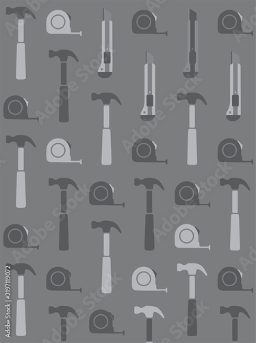 Workshop Tool Silhouettes Arranged in Composition Vector Illustration