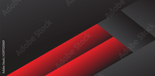 Abstract Black and Red 3D Geometric Background with Dramatic Light Effect