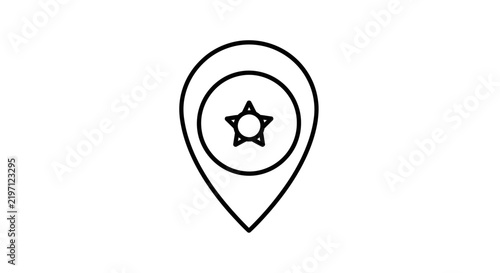 Location Pin Icon with Star Inside, Navigation Concept, Map Marker Symbol