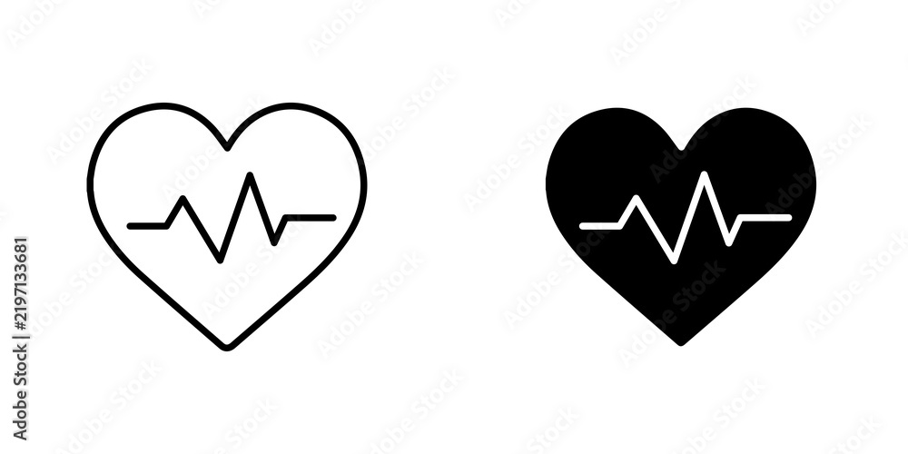 © Win - Heartbeat icon flat outline in black © Win - Heartbeat icon flat outline in black