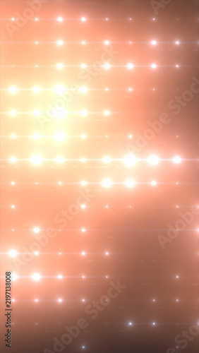 Abstract warm orange background with glowing light points, soft flares, and luminous grid pattern for festive digital design.