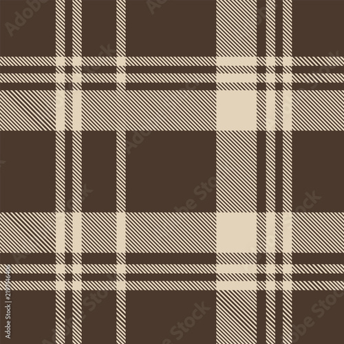 Dark chocolate brown and cream beige plaid seamless pattern background