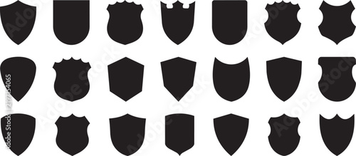 Shield Silhouettes Vector Set - Blank Security Badges, Heraldic Crest Shapes, and Protection Symbols