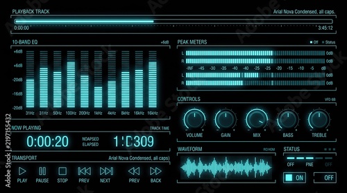 Vintage and modern audio equipment interface elements