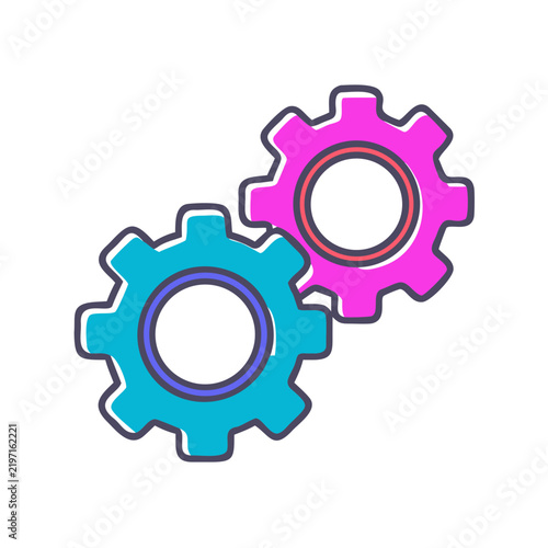 Technical workflow synchronization and system mechanical integration icon
