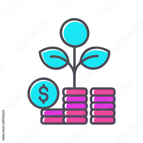Financial seed funding and economic profit generation icon