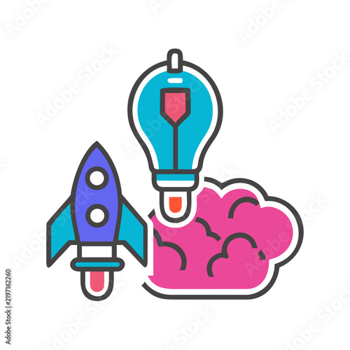 Intellectual startup brain power and innovative vision icon
