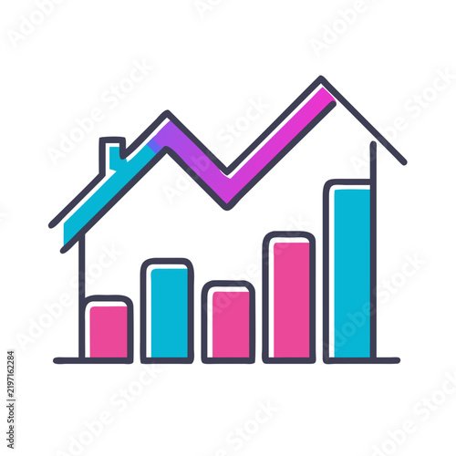 Business financial performance analytics and growth graph icon