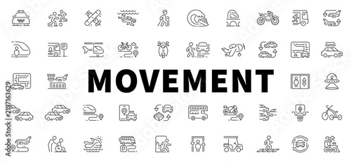 Comprehensive collection of editable stroke icons representing various modes of human movement