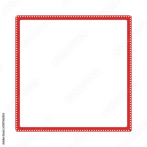 Square red border frame with white dotted pattern isolated on white background transparent background