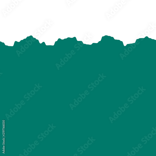 Abstract dark green shape with a torn paper edge texture isolated on white background transparent background