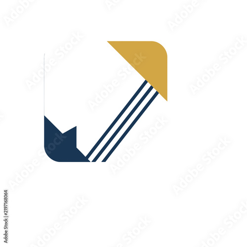 Abstract geometric shapes with lines and arrow