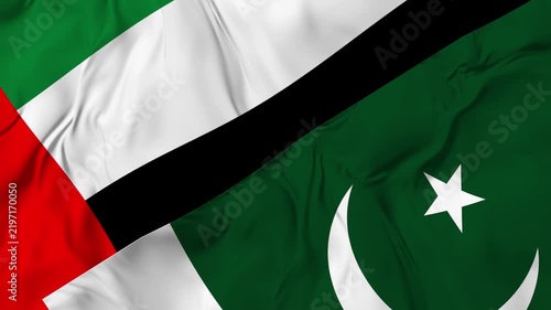 United Arab Emirates v pakistan Flag Waving Seamless Loop Animation in 4K UHD