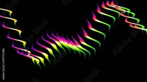 Abstract dark glowing wave line background with dynamic neon plasma light streaks